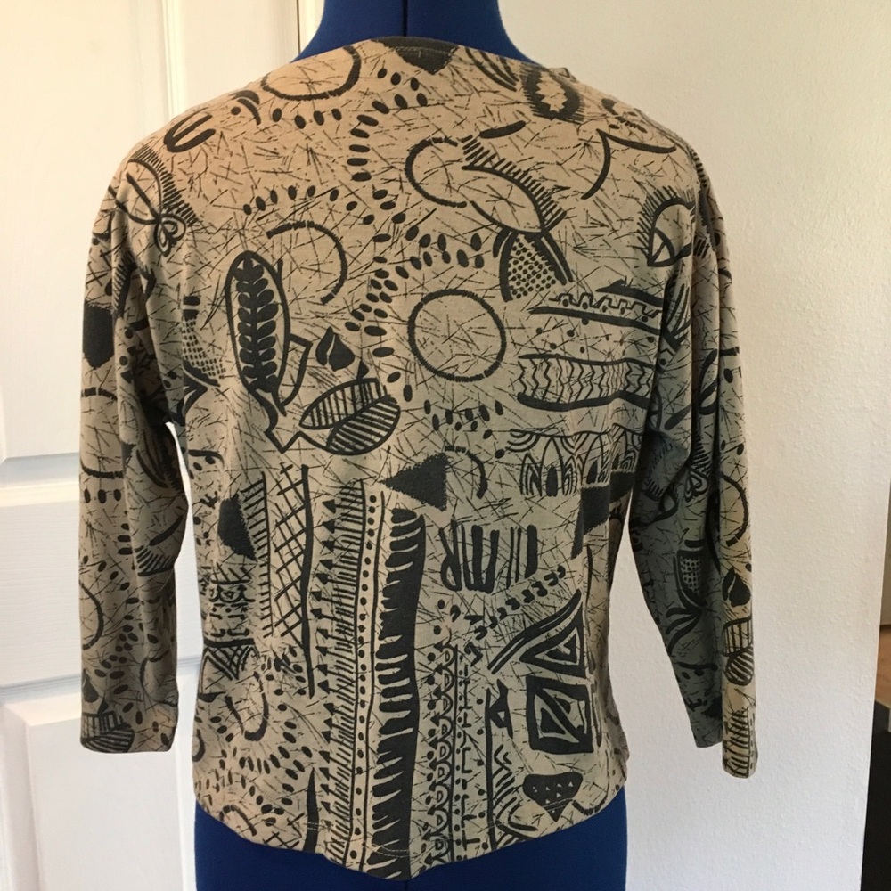 Vintage FRITZI Black & Tan Graphic Top with Vest - Picture 9 of 14